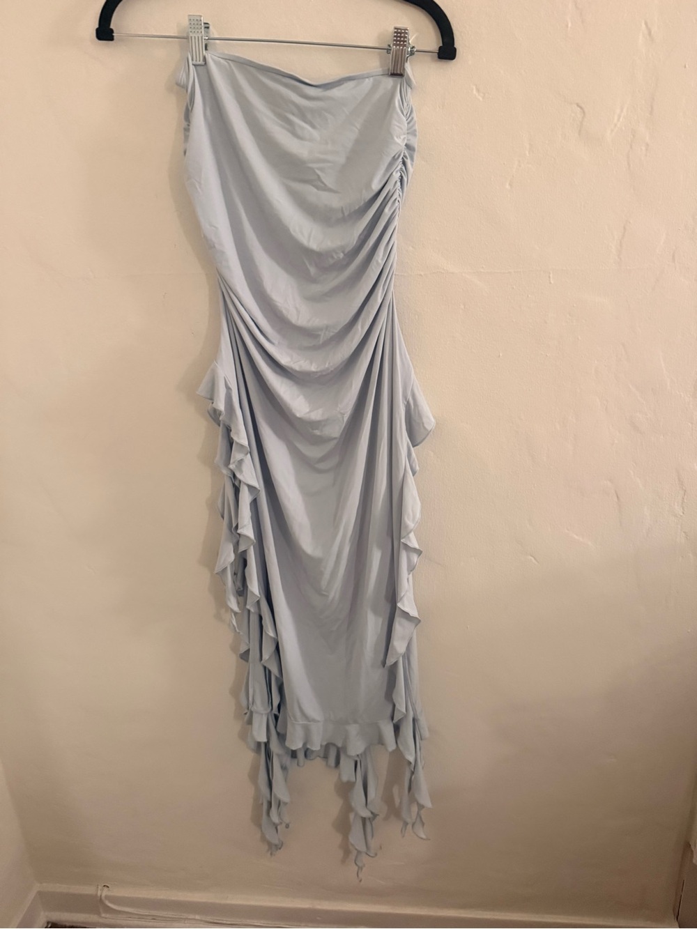 Lioness Light Blue Ruffled High-Slit Maxi Skirt - Picture 5 of 6